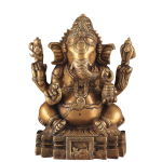 Brass Ganapati Unique Statue | 11" x 7.5" x 4.2" | 5.4 kg | Dull Gold Finish | Distinctive Sacred Form | Temple Grade Art | Jaipurio